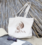 Снимка на Памучна чанта за пазар и плаж с жена и луна Diva