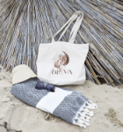 Снимка на Памучна чанта за пазар и плаж с жена и луна Diva